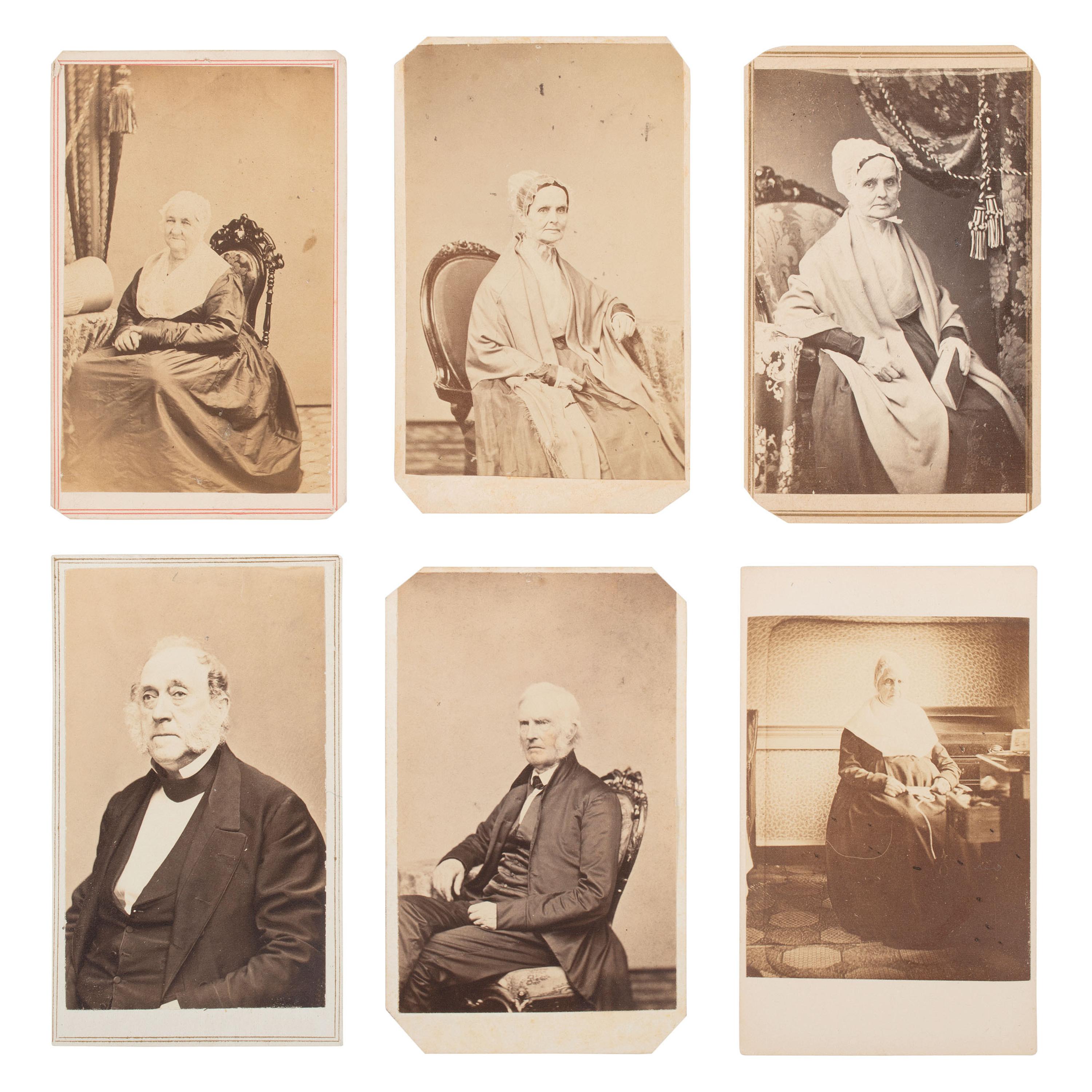 [Early Photography] Group of 19 Photographs of Quakers, incl. Lucretia Mott and Brigflatts Meeting House.