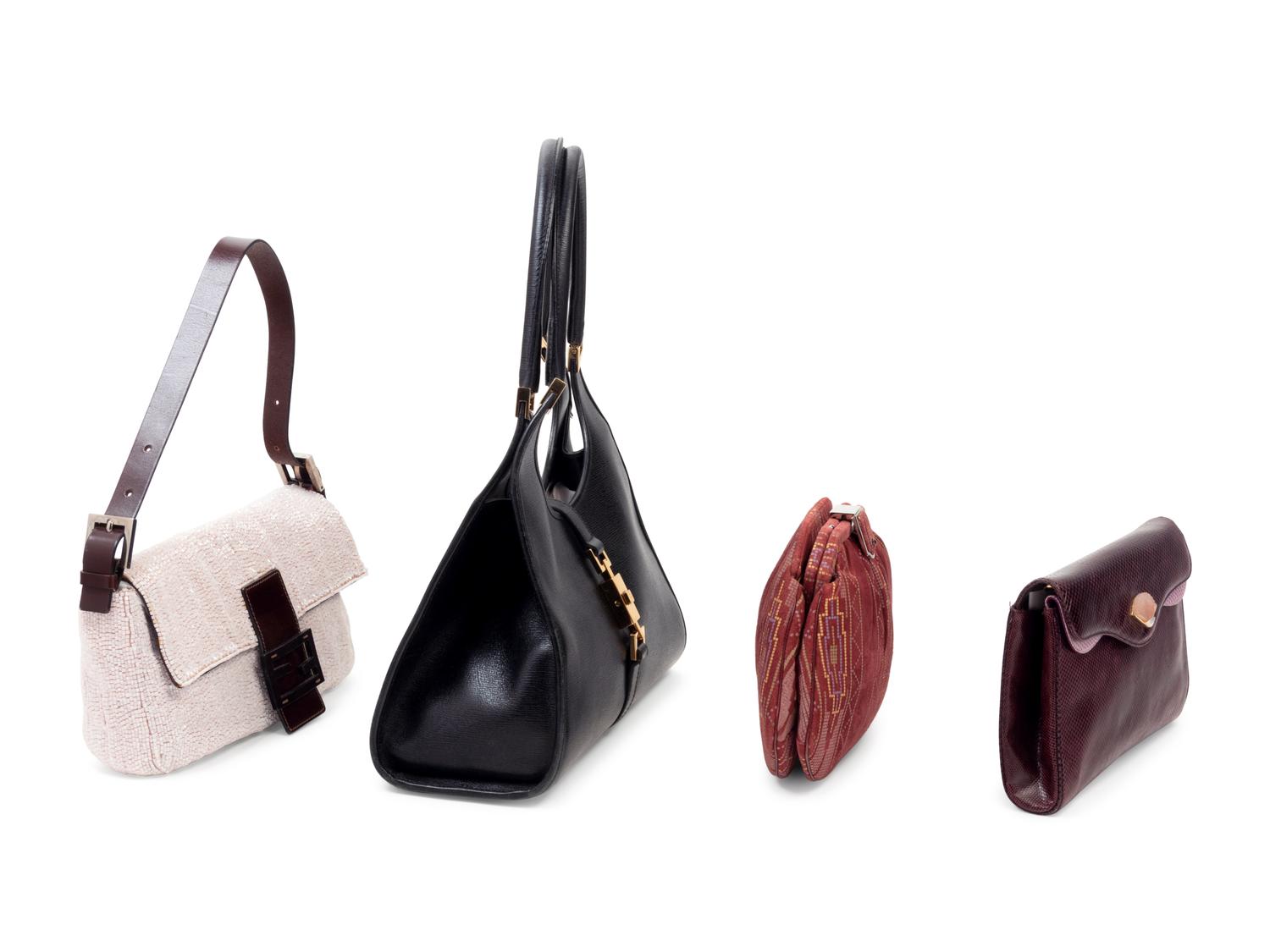 Four Designer Bags: One Gucci, One Fendi, Two Judith Leiber, 1980-2000s