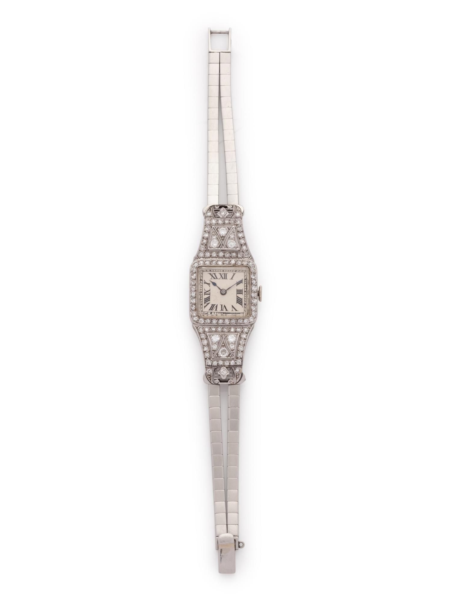 PLATINUM AND DIAMOND WRISTWATCH