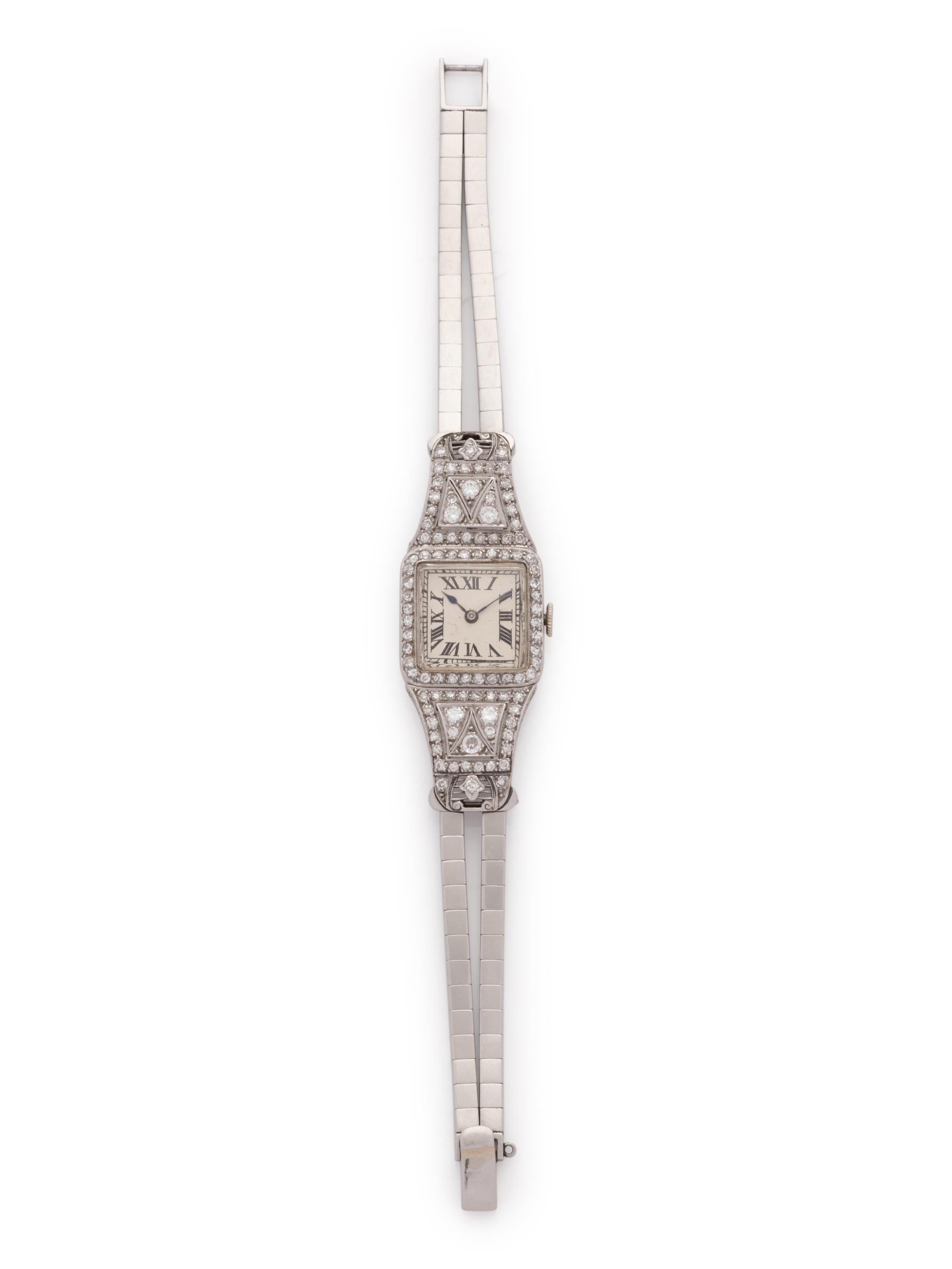 PLATINUM AND DIAMOND WRISTWATCH