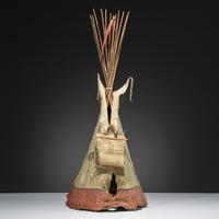 Plains Painted Hide Model Tipi