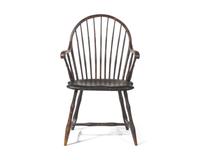 A Windsor Black-Painted Hoop-Back Armchair