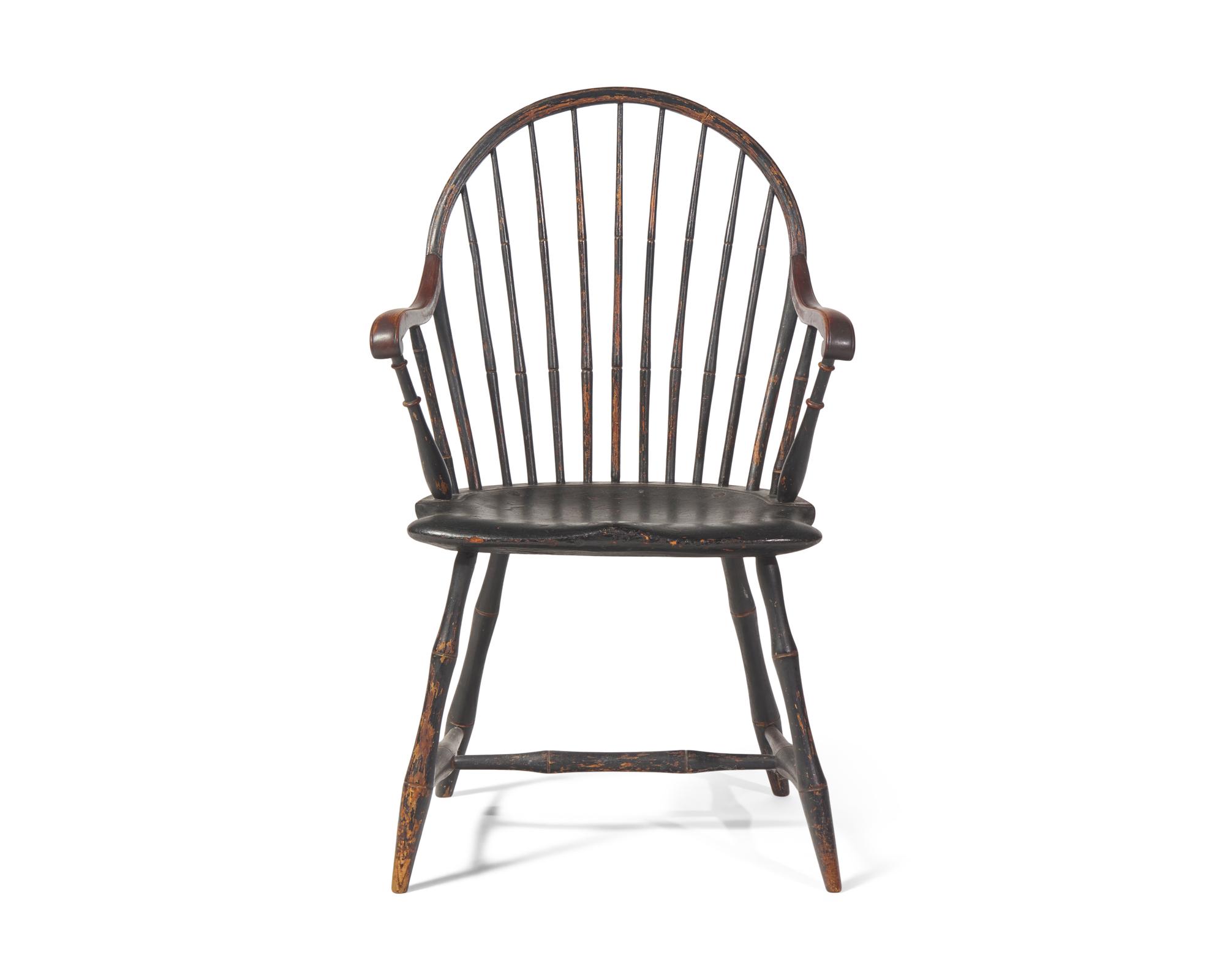 A Windsor Black-Painted Hoop-Back Armchair