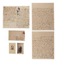 [CIVIL WAR]. Small archive of letters and photographs related to officers Sgt. Harry Graves, POW 2nd Bull Run, and Cpl. Edmund Wilson, WIA Fredericksburg, both of the 24th New York Volunteers.