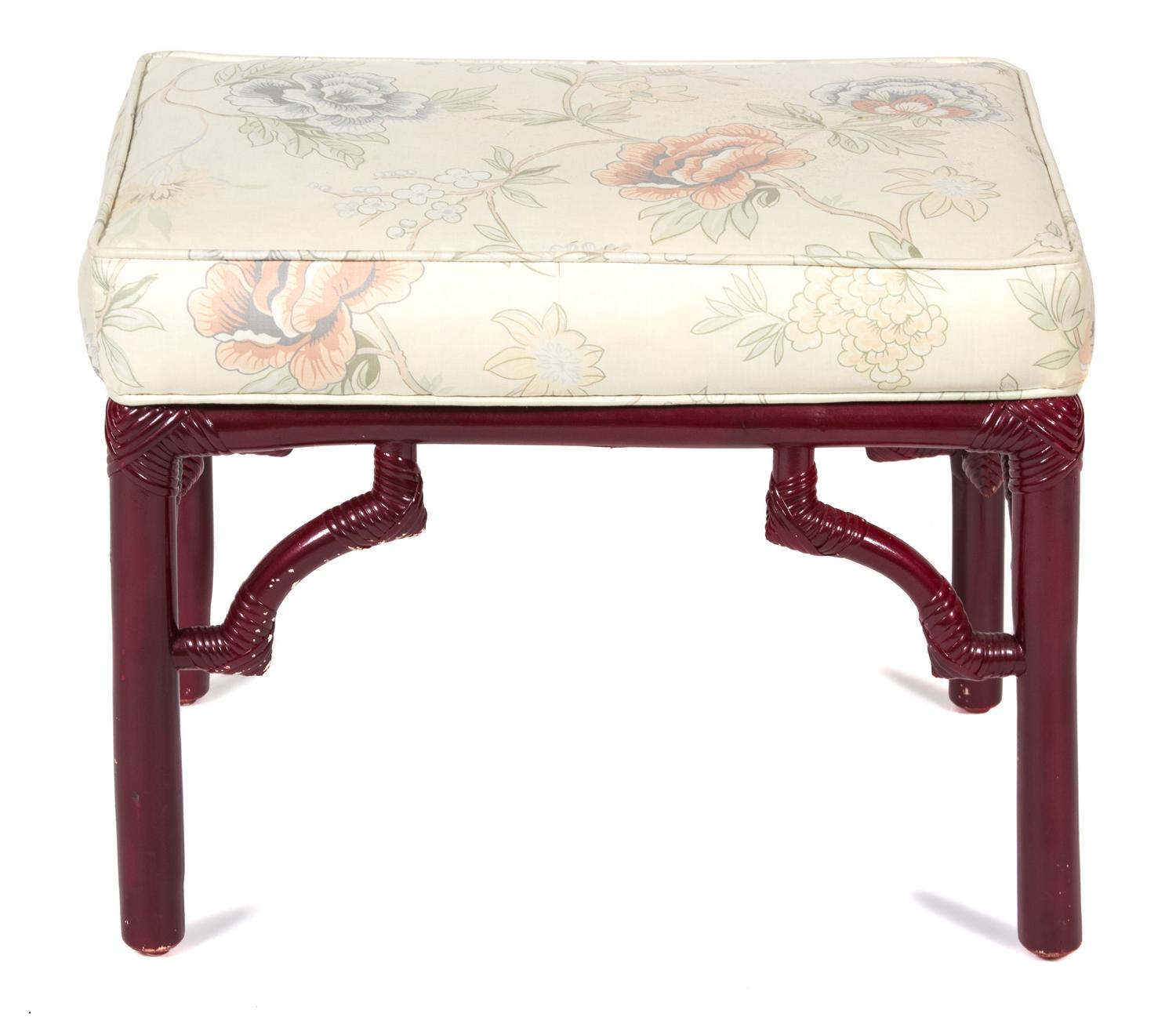A Group of Four Foot Stools Height of largest 20 x width 23 x depth 16 inches. — 20TH CENTURY