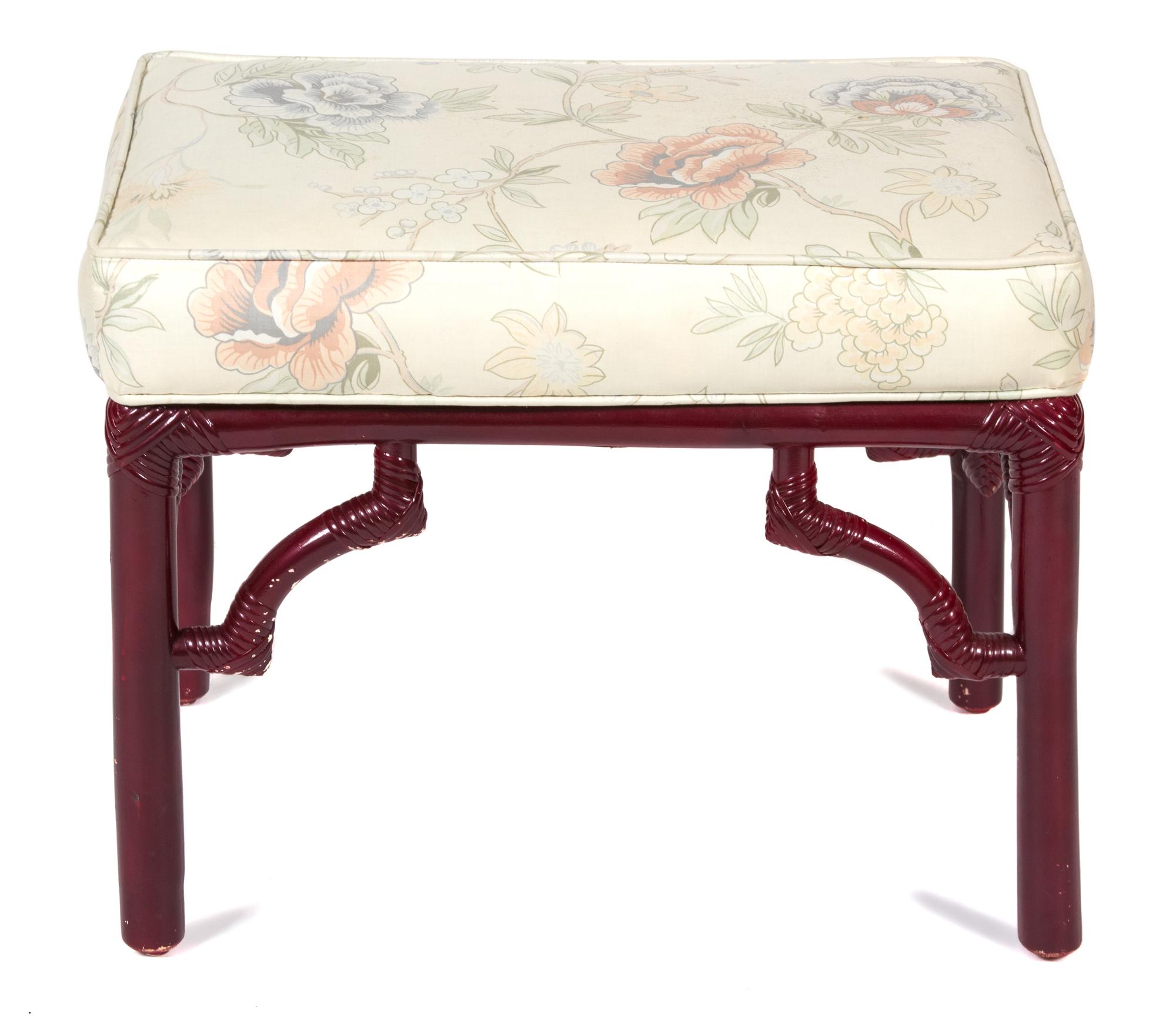 A Group of Four Foot Stools Height of largest 20 x width 23 x depth 16 inches. — 20TH CENTURY