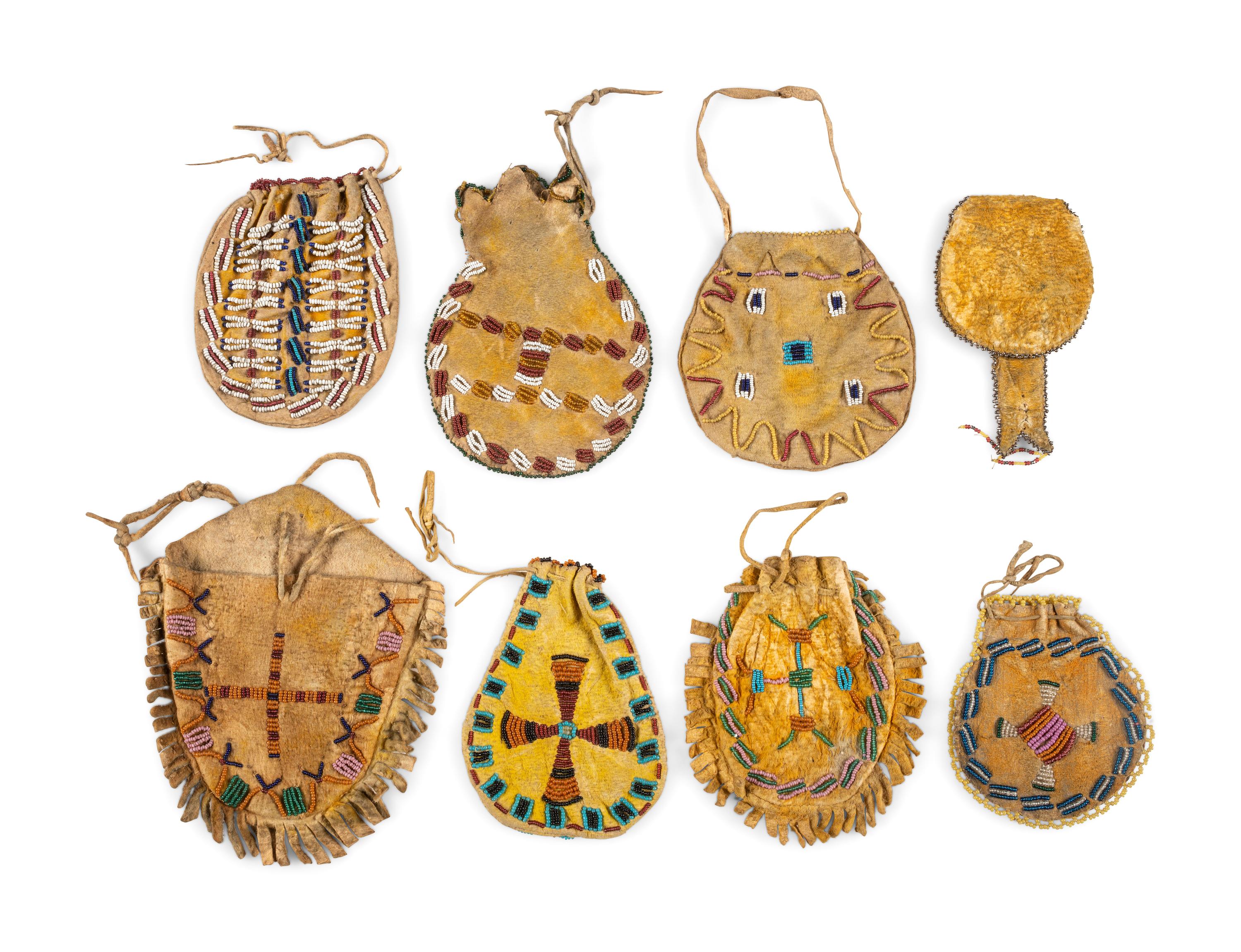Collection of Southern Plains Pouches, including Beaded Watch Fob