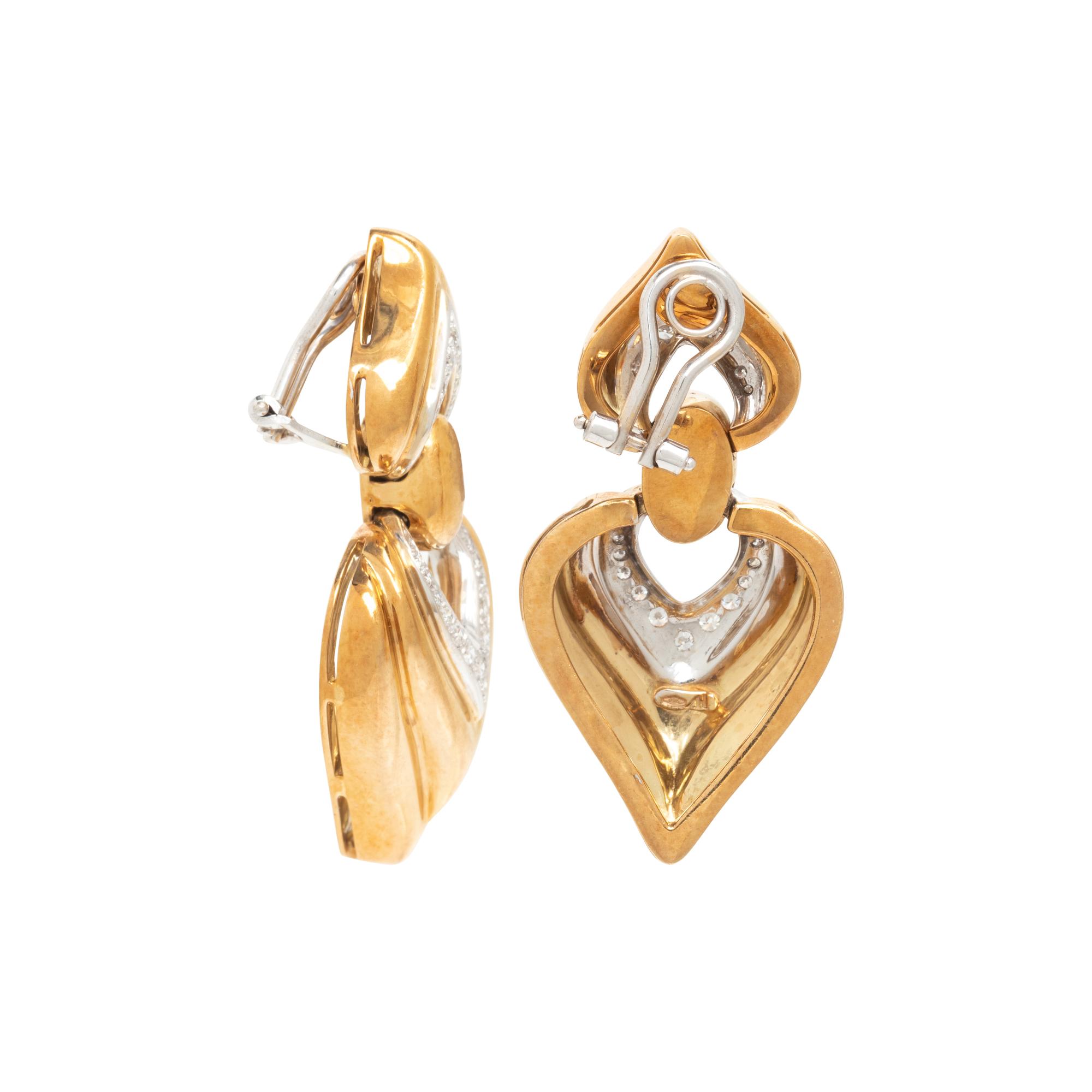BICOLOR GOLD AND DIAMOND EARCLIPS