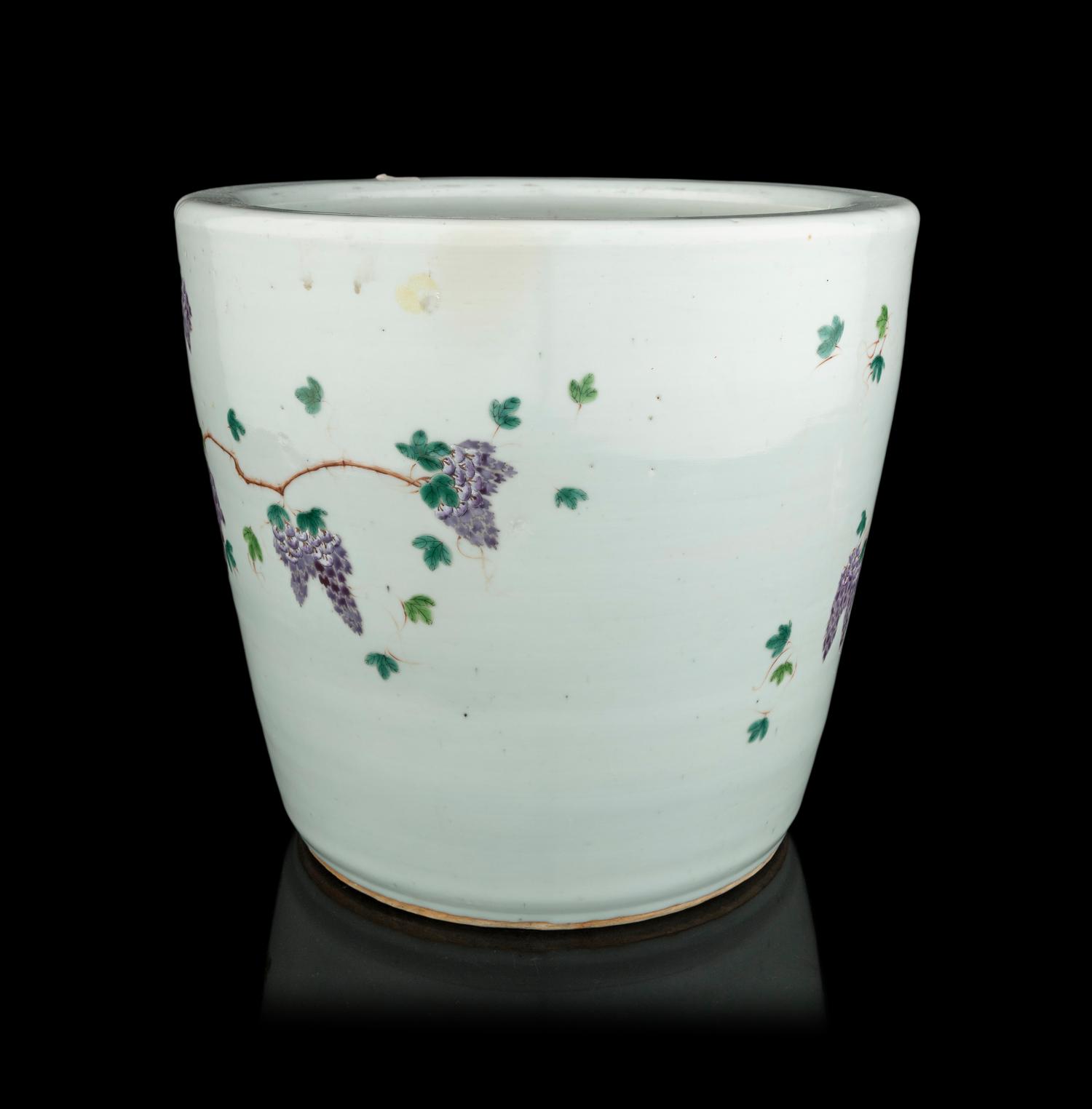A Chinese Light Turquoise Ground Famille Rose Porcelain Jardinière