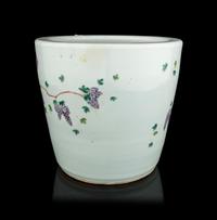 A Chinese Light Turquoise Ground Famille Rose Porcelain Jardinière