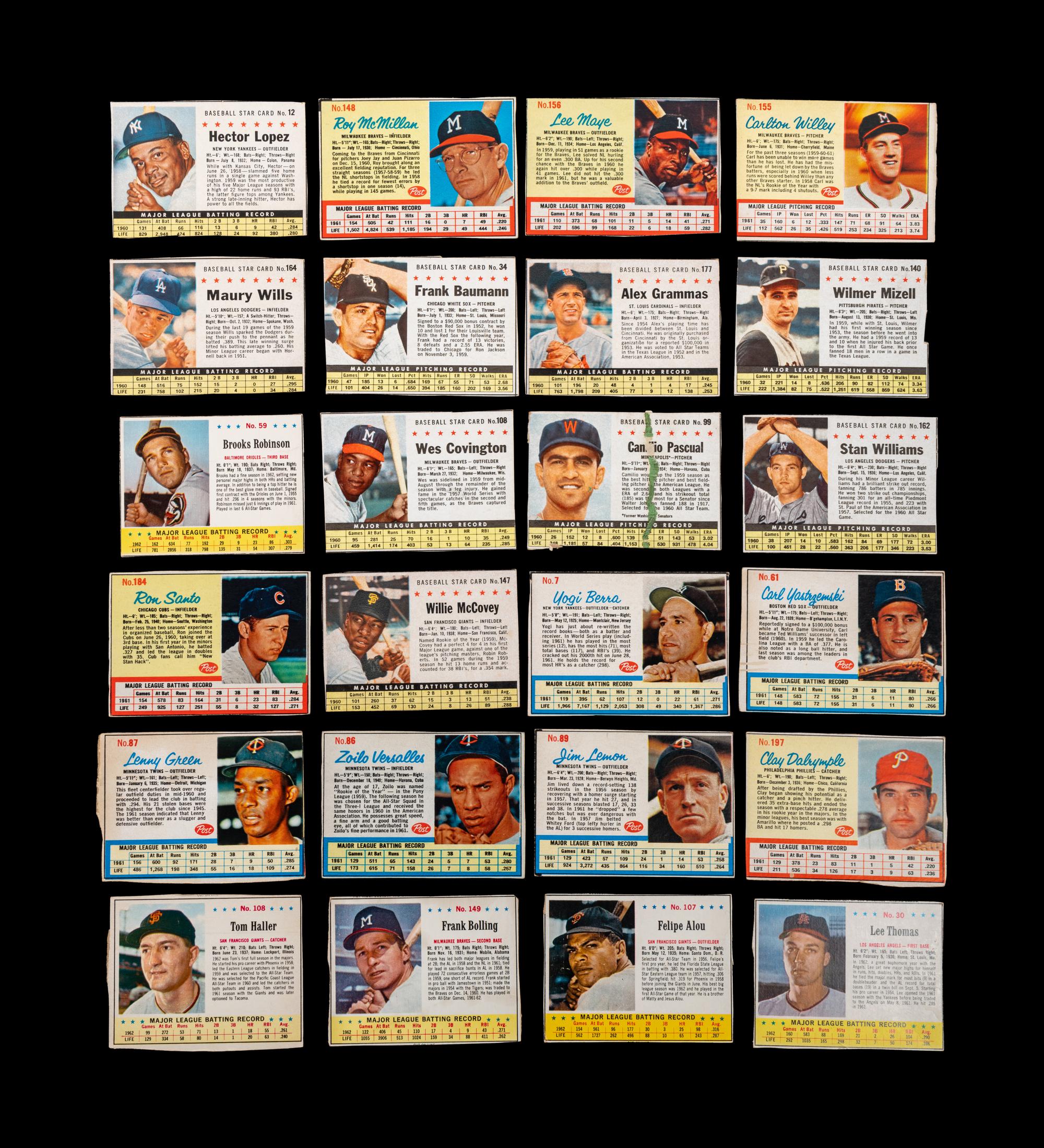 A Group of 48 1960s Post Cereal Baseball Cards Including Hall of Famers and Stars,