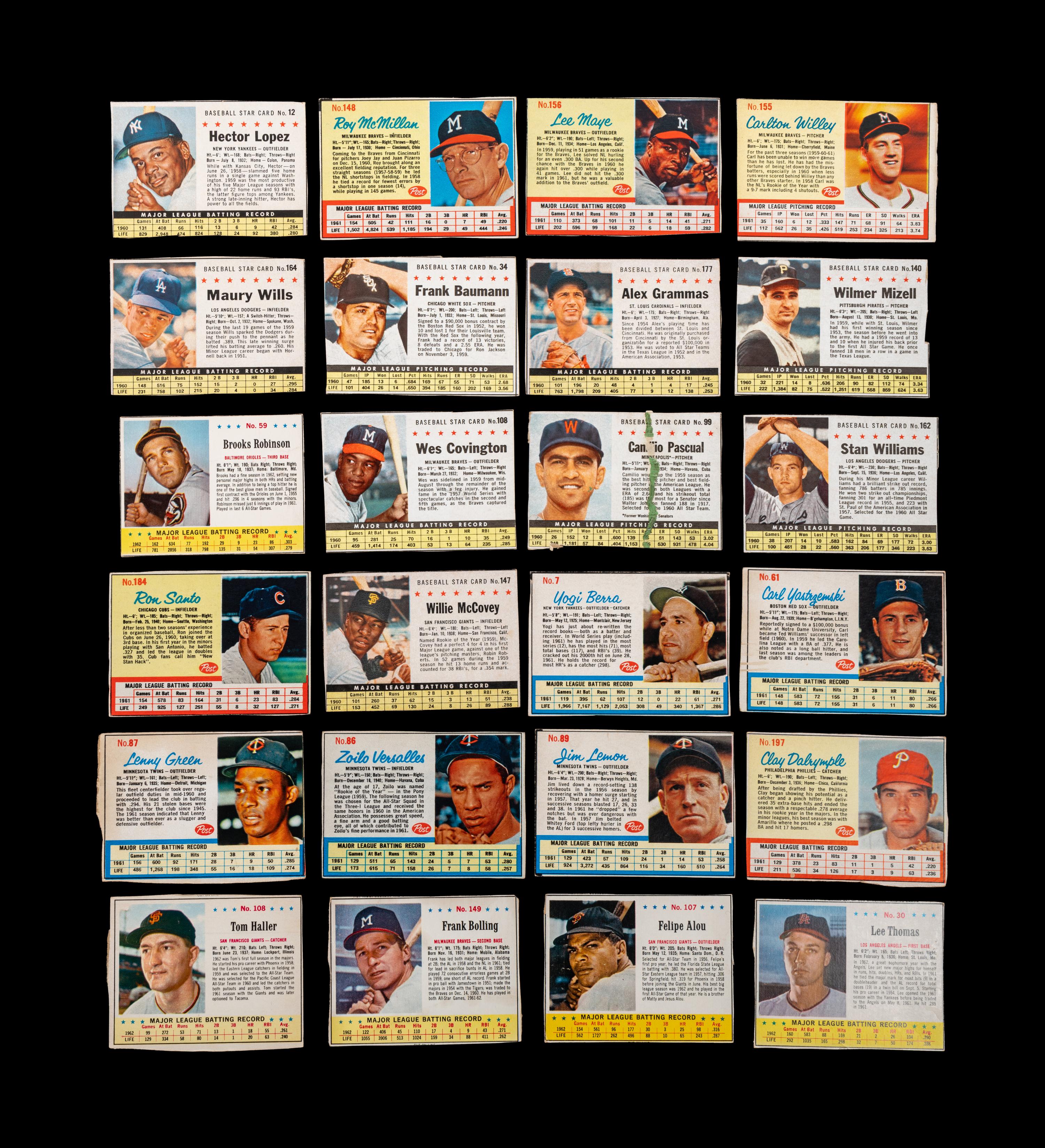 A Group of 48 1960s Post Cereal Baseball Cards Including Hall of Famers and Stars,