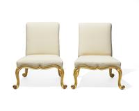 A pair of Rose Tarlow "Kent" giltwood slipper chairs, contemporary