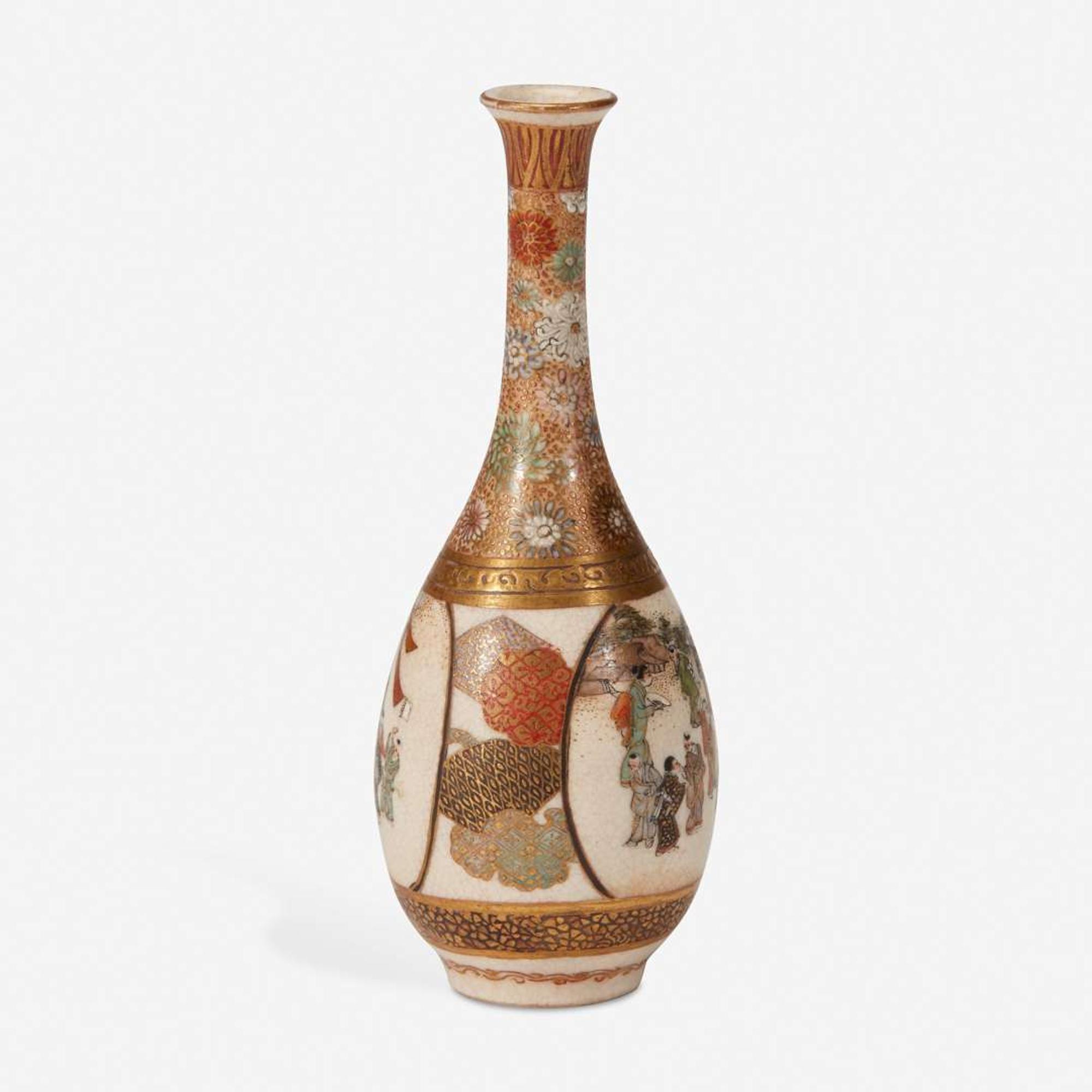 A small Japanese enameled Satsuma-type pottery cabinet vase Meiji period, late 19th century