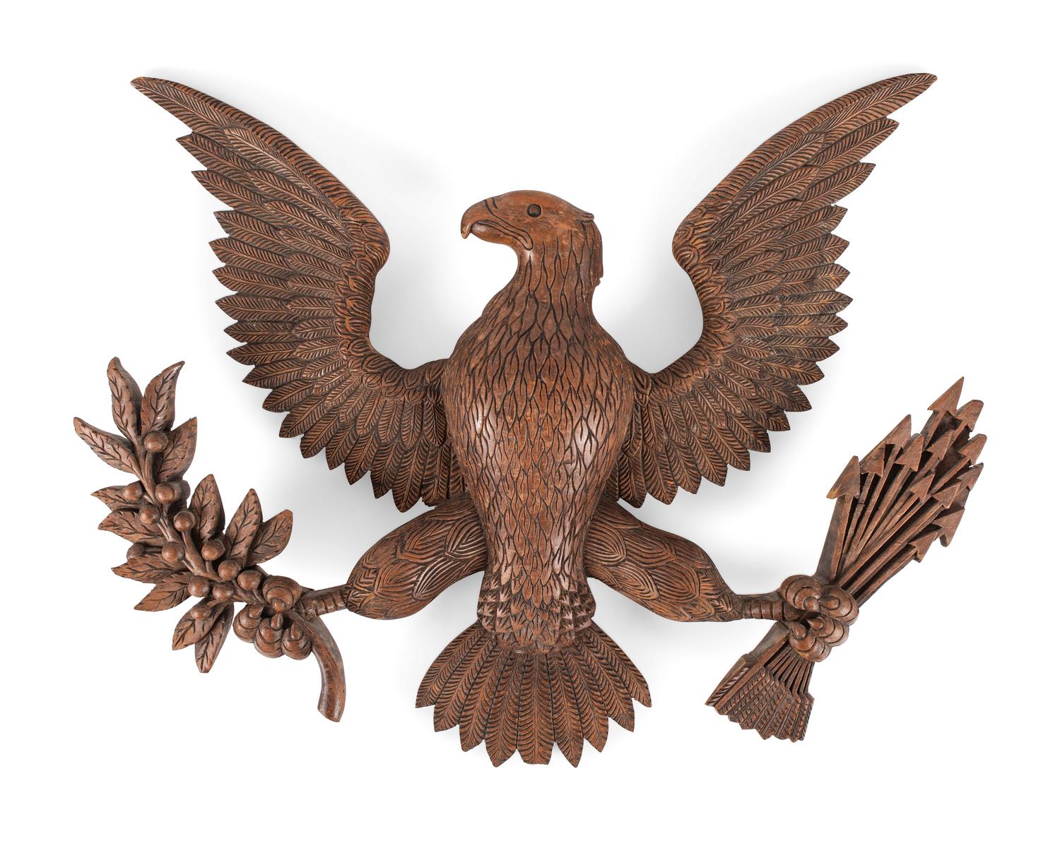 A Carved Wood Eagle Wall Plaque