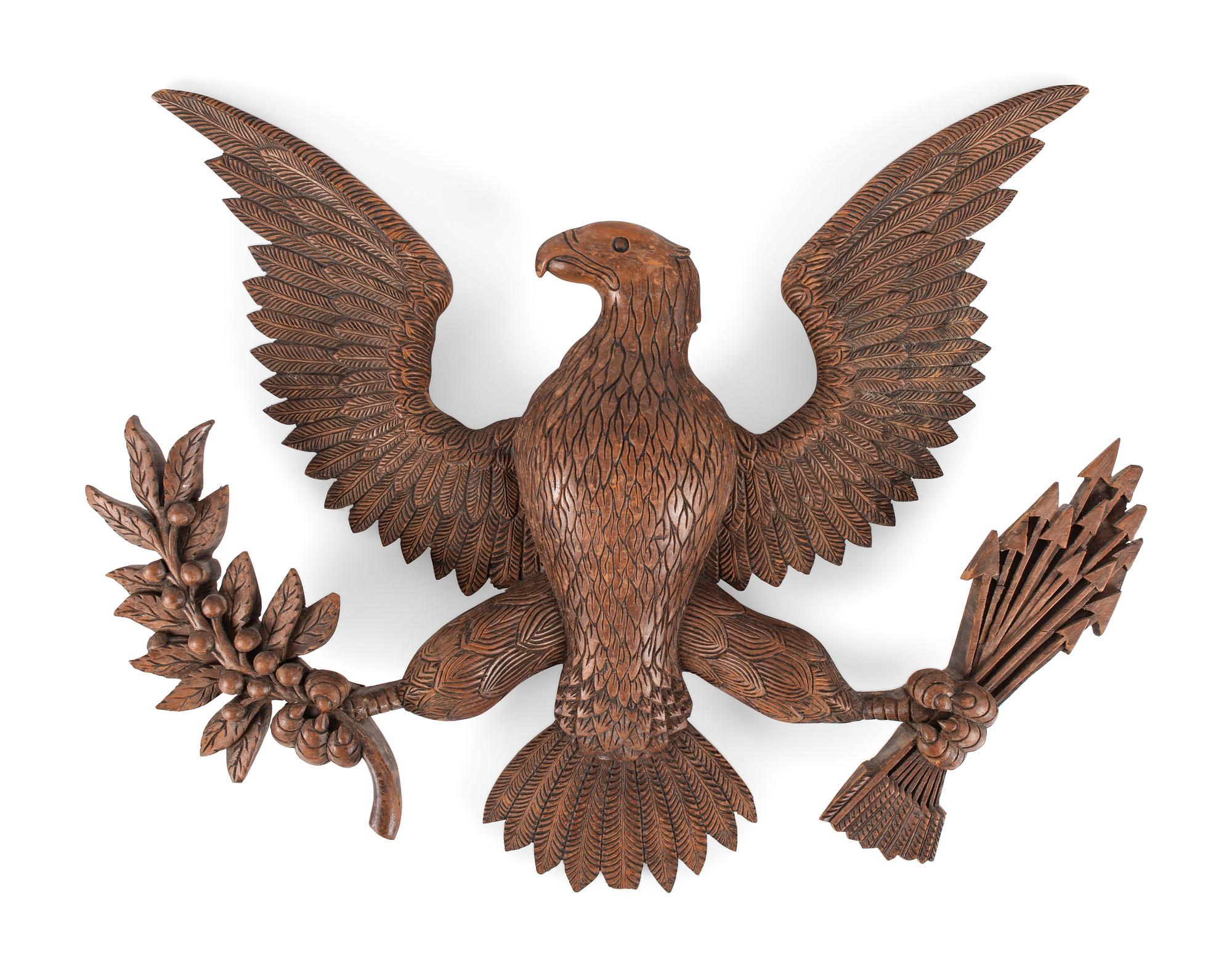 A Carved Wood Eagle Wall Plaque