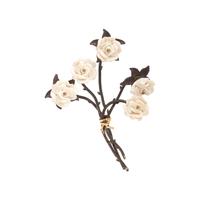 LUZ CAMINO, MIXED METAL, CERAMIC AND GEMSTONE ROSE BROOCH