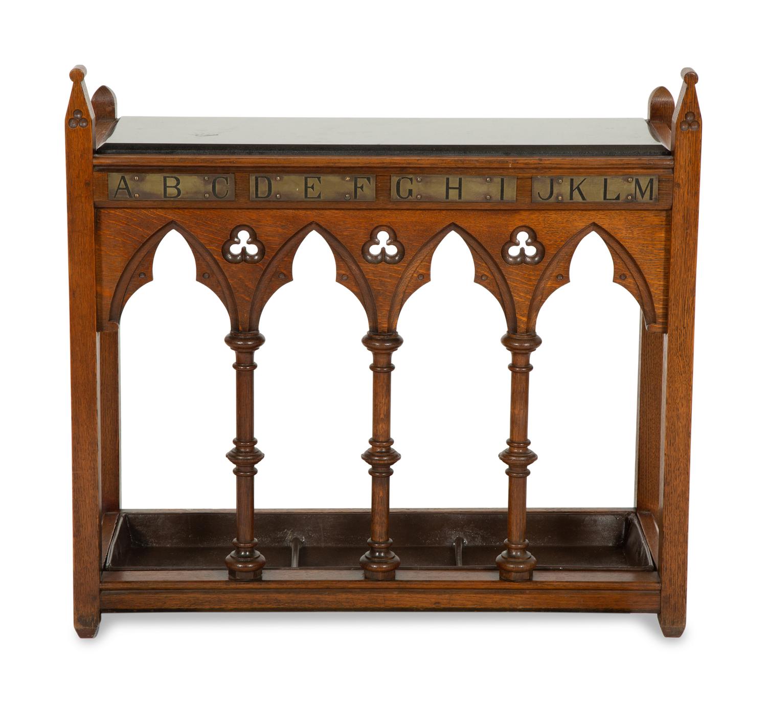 An English Gothic Revival Oak Umbrella/Stick Stand