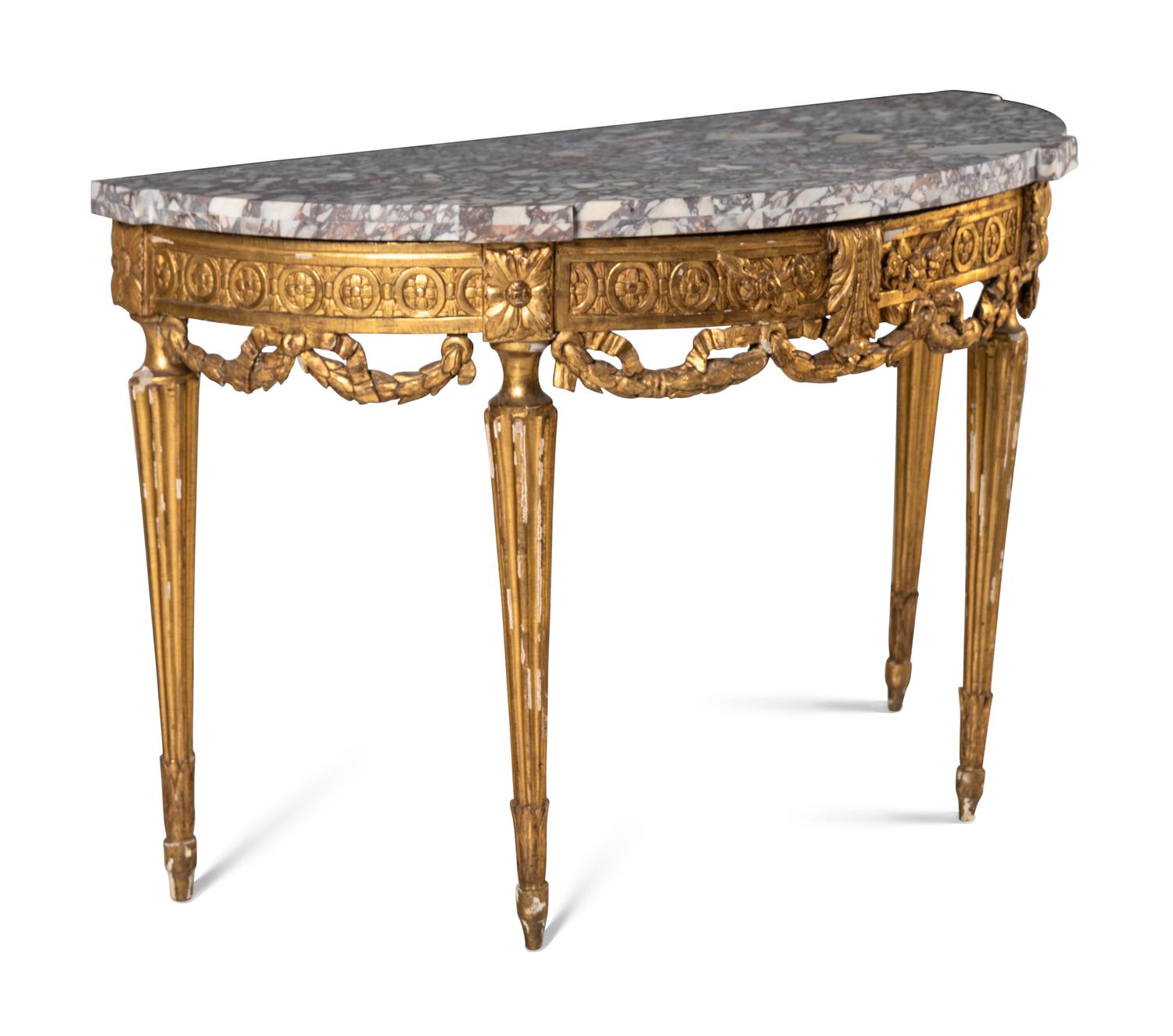 A Continental Neoclassical Giltwood Console Table