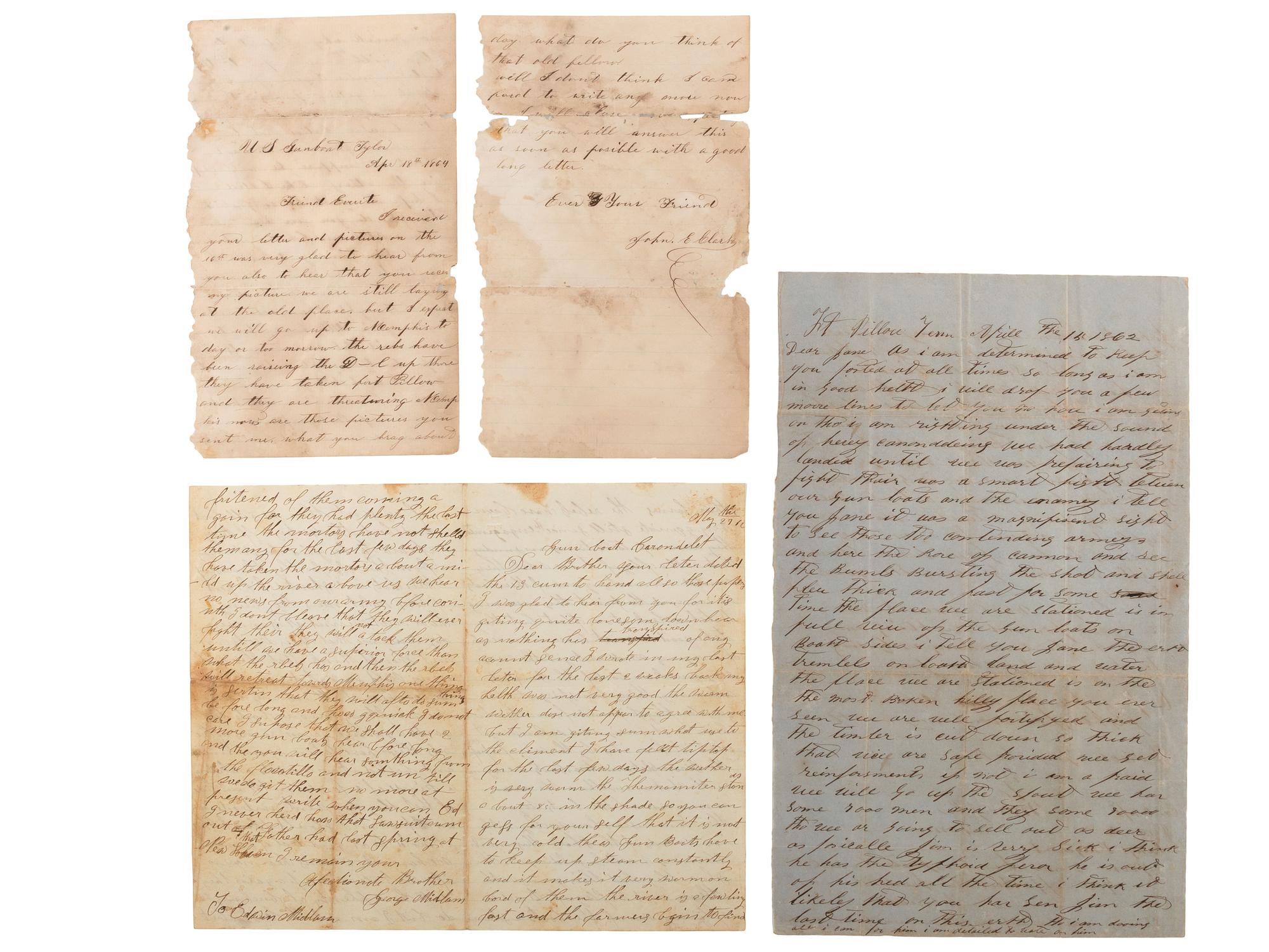 [AFRICAN AMERICANA] - [CIVIL WAR]. A group of 3 war-date letters associated with Fort Pillow and Memphis, comprising: