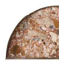 A Pair of Louis XV/XVI Transitional Style Parquetry Marble-Top Side Cabinets