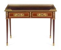 A Louis XVI Style Gilt Bronze Mounted Mahogany Table à Écrire