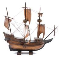 An American Polychrome Wood Ship Model Height 16 3/4 x length 18 1/2 inches. — THE MAYFLOWER