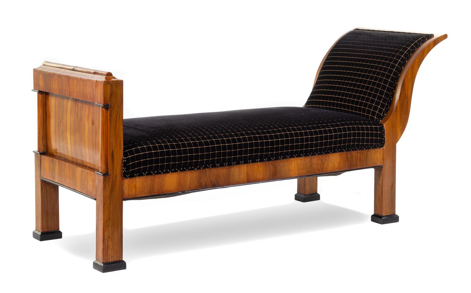 A Biedermeier Parcel Ebonized Walnut Daybed Height 35 x width 74 x depth 27 inches. — AUSTRIA, CIRCA 1820