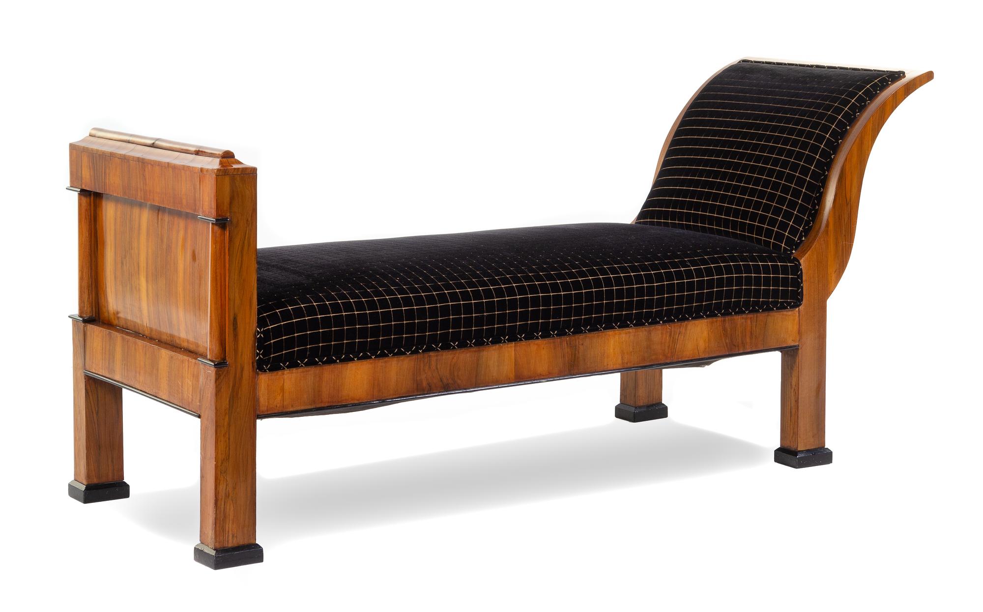 A Biedermeier Parcel Ebonized Walnut Daybed Height 35 x width 74 x depth 27 inches. — AUSTRIA, CIRCA 1820