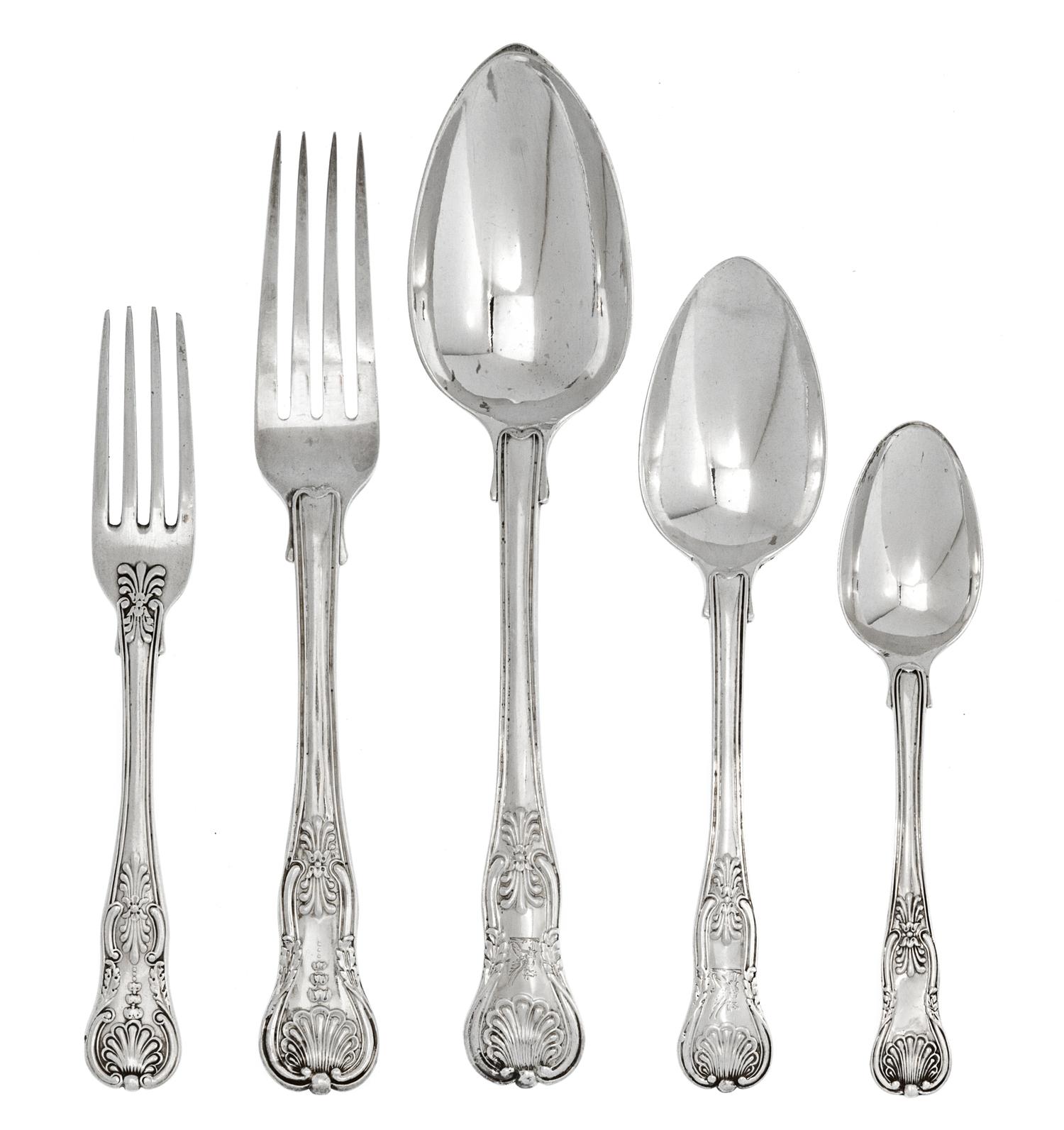 An Assembled George IV Silver Flatware Service, Various Makers including William Johnson, London, 1823 and Richard Poulden, London, 182