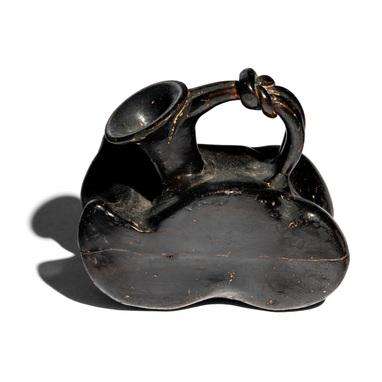 A Greek Black-Glazed Figural Askos