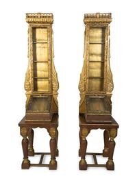 A Pair of Italian Giltwood Reliquary Cabinets — 18TH CENTURY