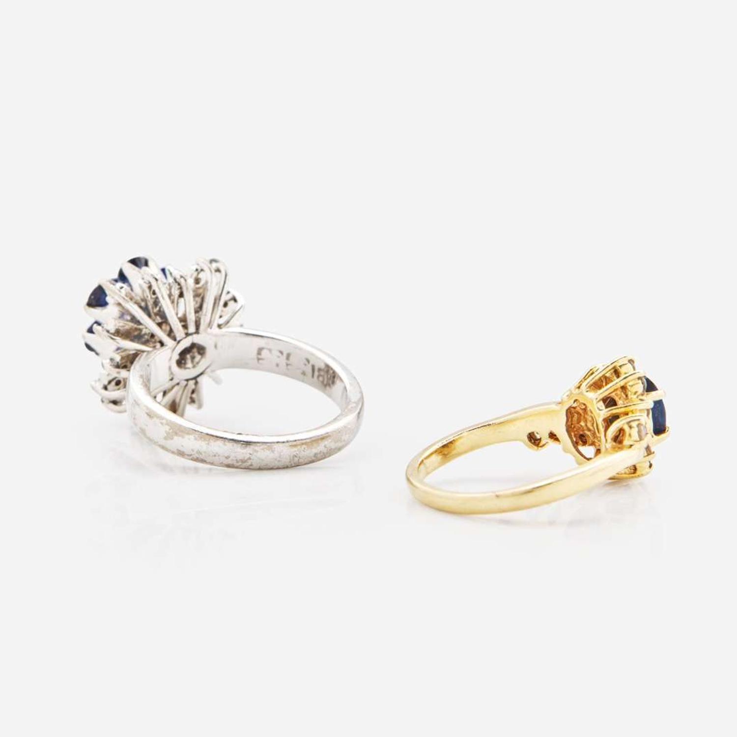 A Collection of Two Sapphire and Diamond Rings