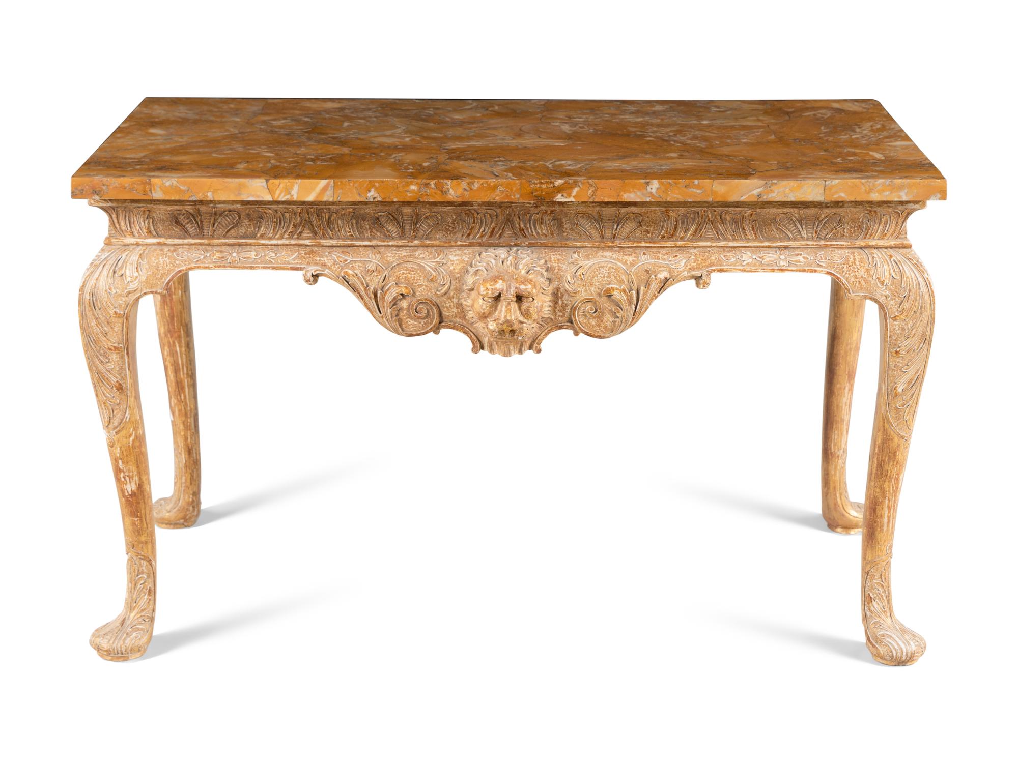 A George II Gilt-Gesso and Marmo Giallo Marble Table
