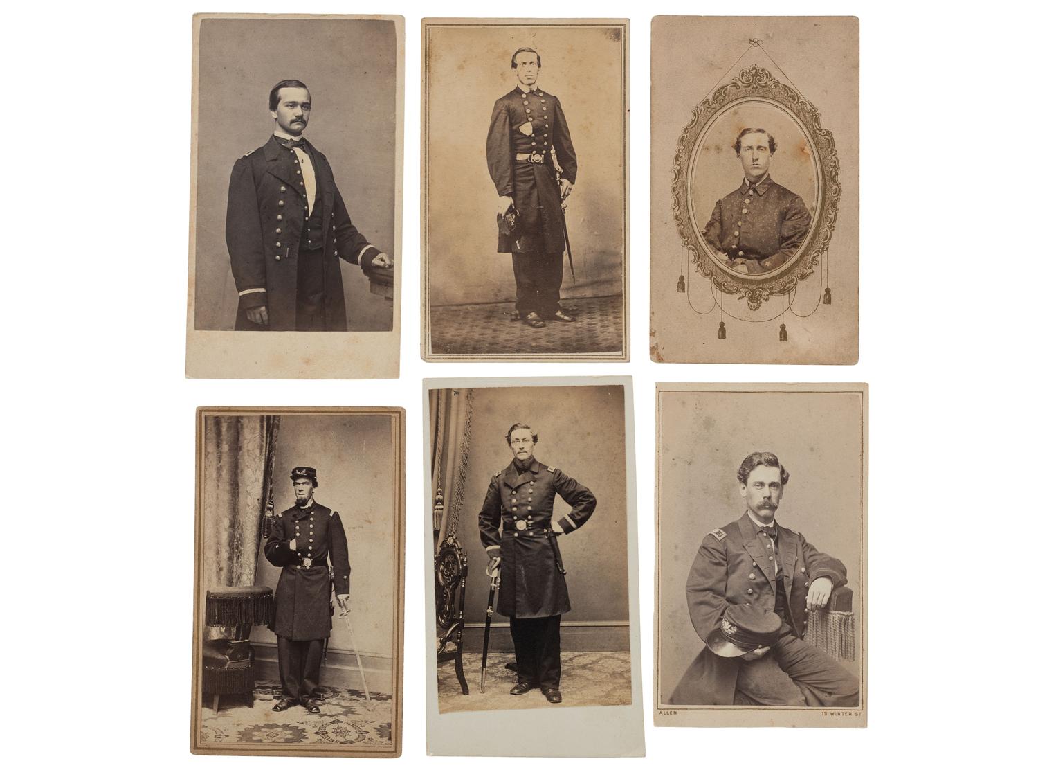 [CIVIL WAR]. A group of 6 CDVs of unidentified Navy officers, comprising: