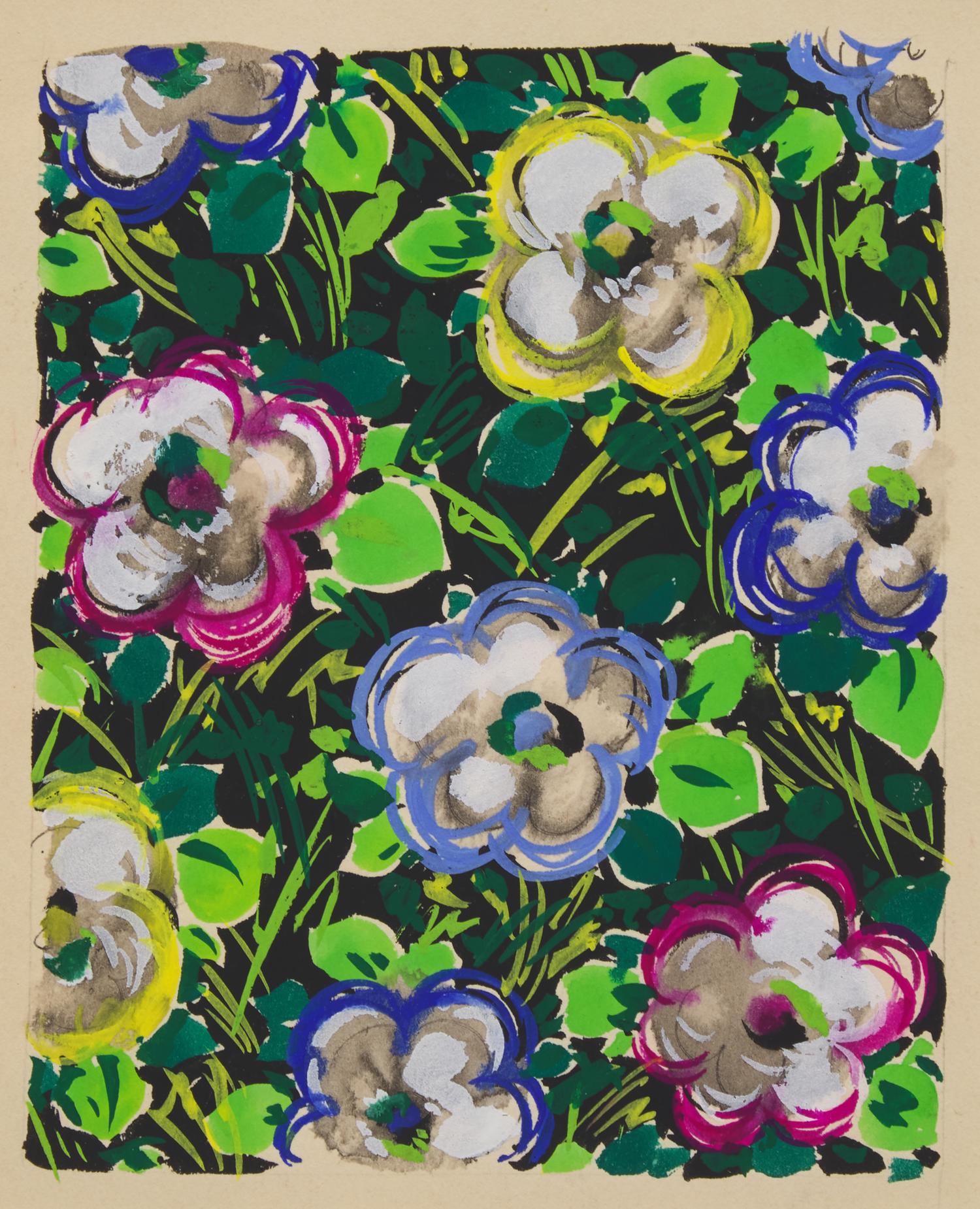 A Group of Three French Gouaches of Apparel Textile Designs By Louis Lang DONATED BY CORA GINSBURG, LLC.