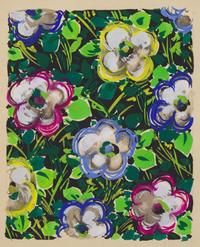 A Group of Three French Gouaches of Apparel Textile Designs By Louis Lang DONATED BY CORA GINSBURG, LLC.