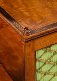 A Pair of Regency Revival Ormolu Mounted Satinwood and Amaranth-Inlaid Bookcases