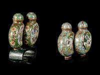 Two Chinese Cloissoné Enameled Double Snuff Bottles