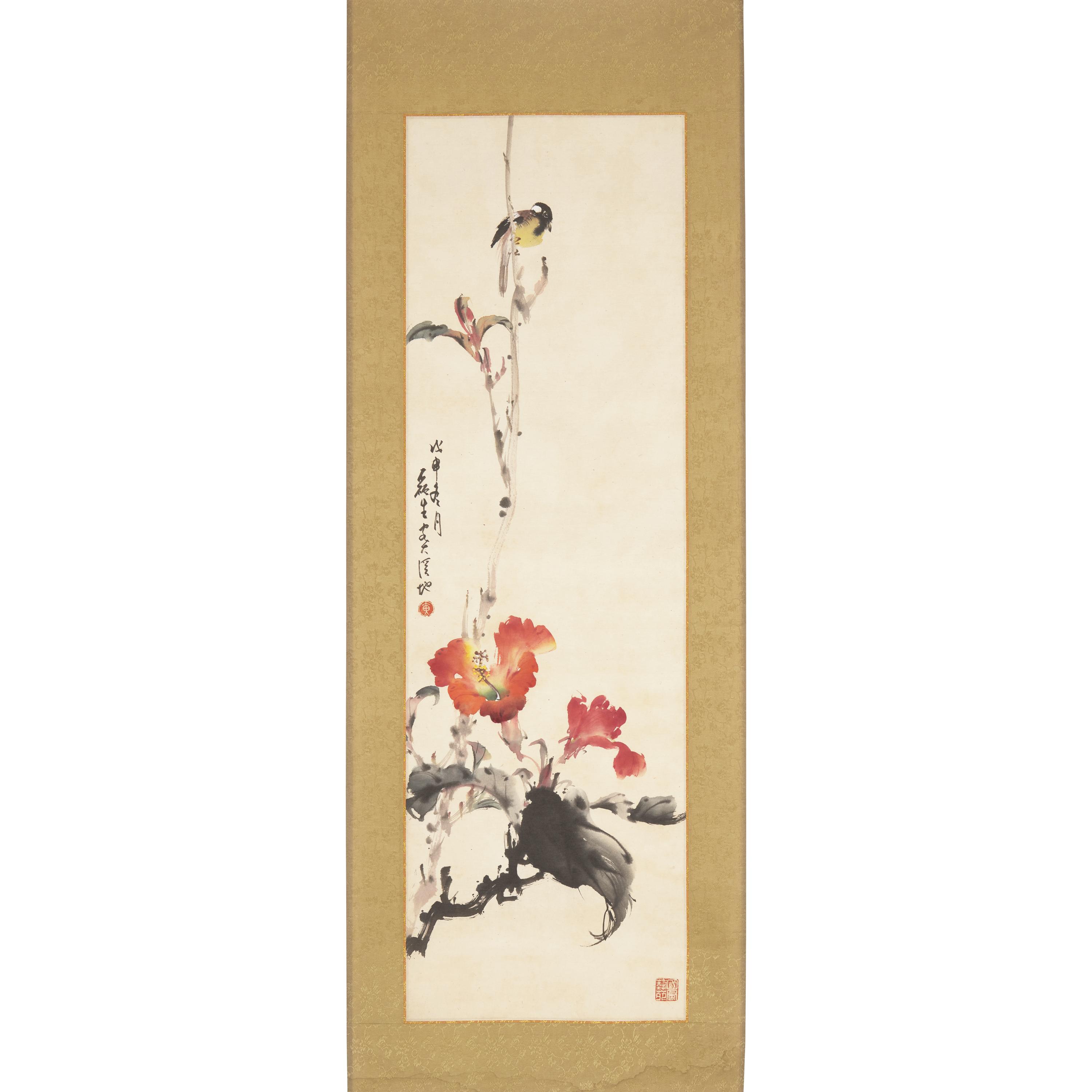 Three Chinese Ink and Color on Paper Paintings — 中國書畫一組三件