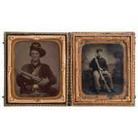 Two Sixth Plate Civil War Tintypes Featuring Armed Young Soldiers