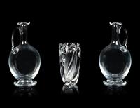 Two Blown Glass Pitchers and an Orrefors Glass Vase