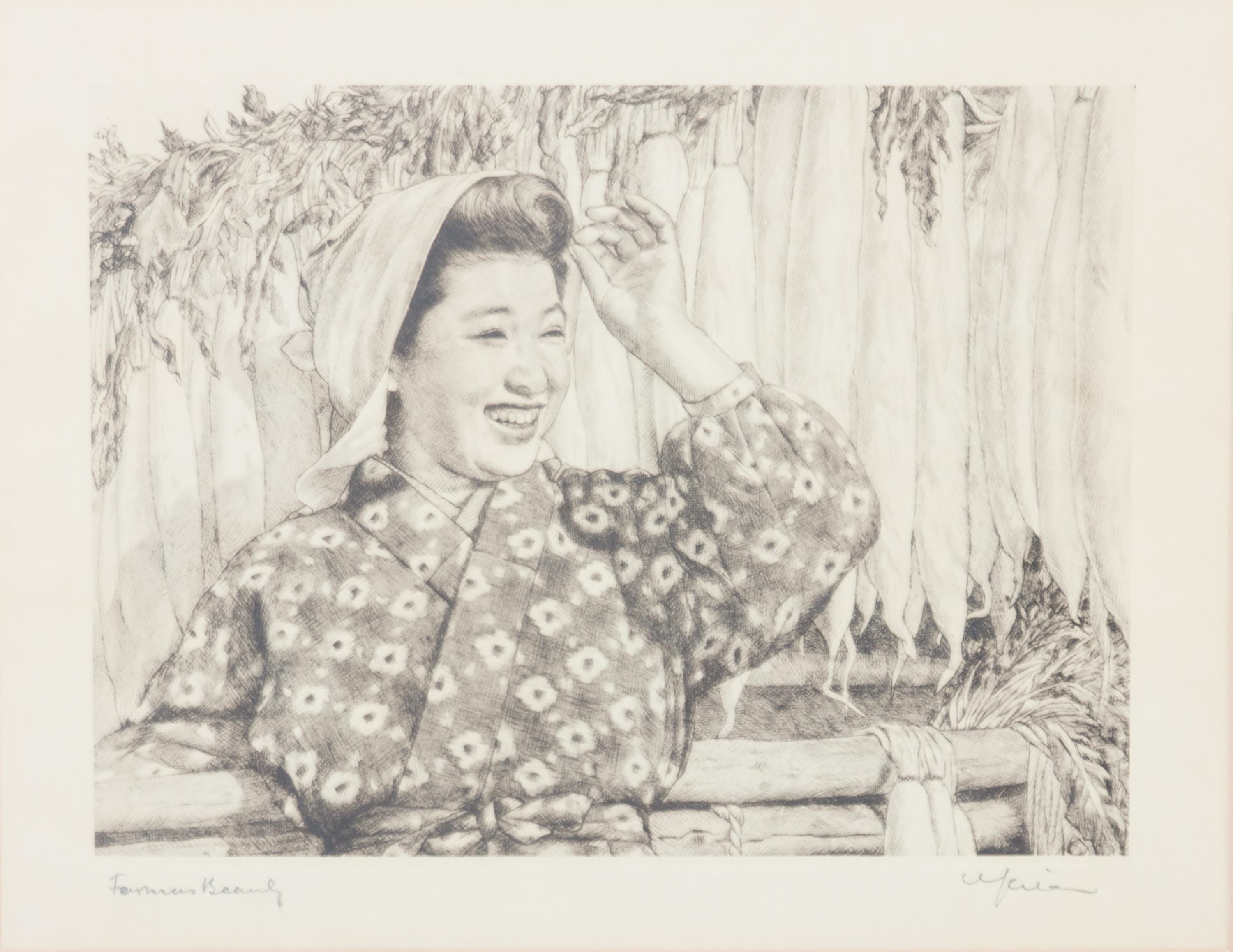 Willy Seiler, (German, 1903-1988), Five works: Japanese Rice Farmer, Rainy Day, Chatterboxes, Famous Beauty, and Little Mother