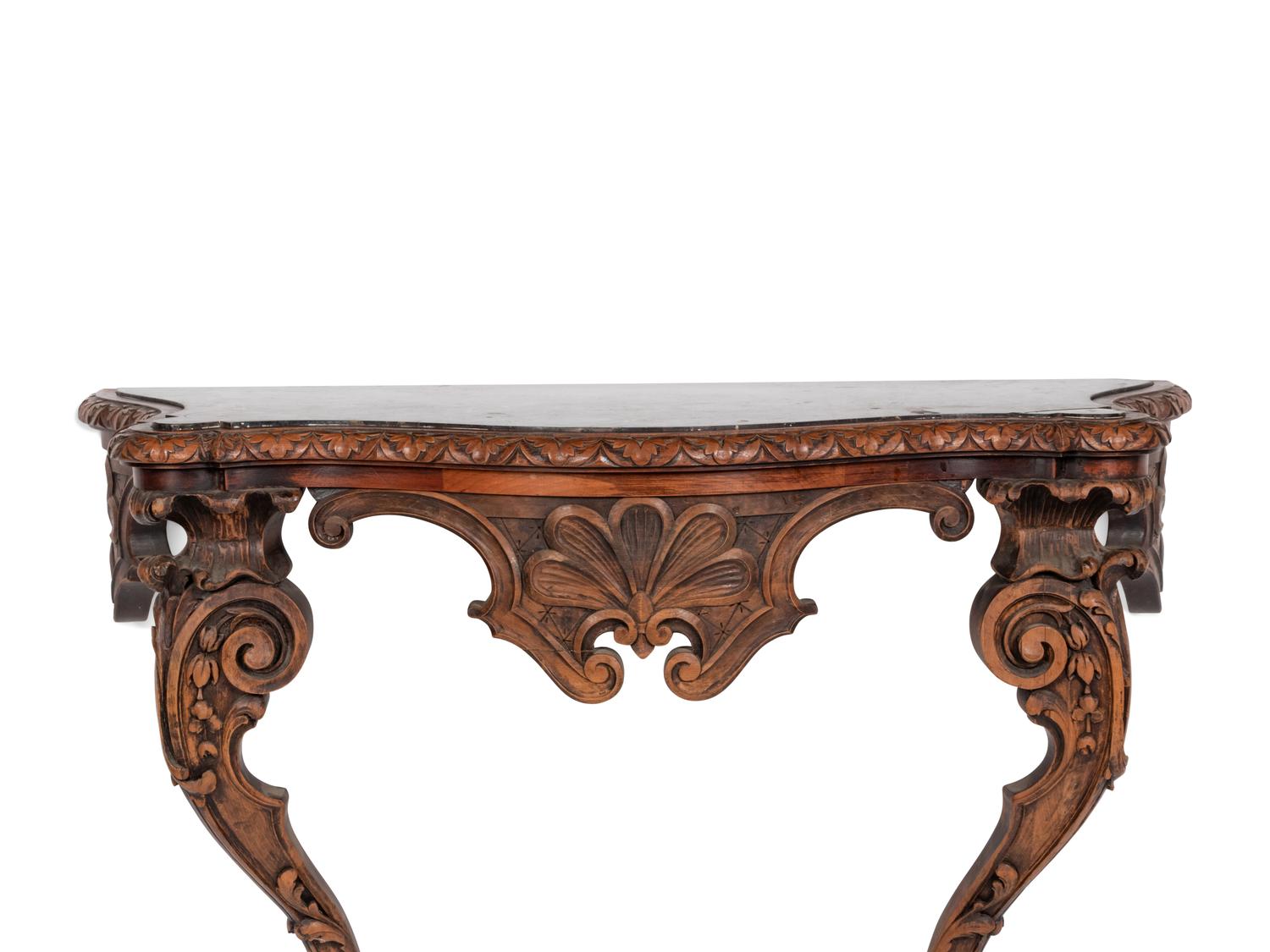 An Italian Baroque Style Console Table and Mirror