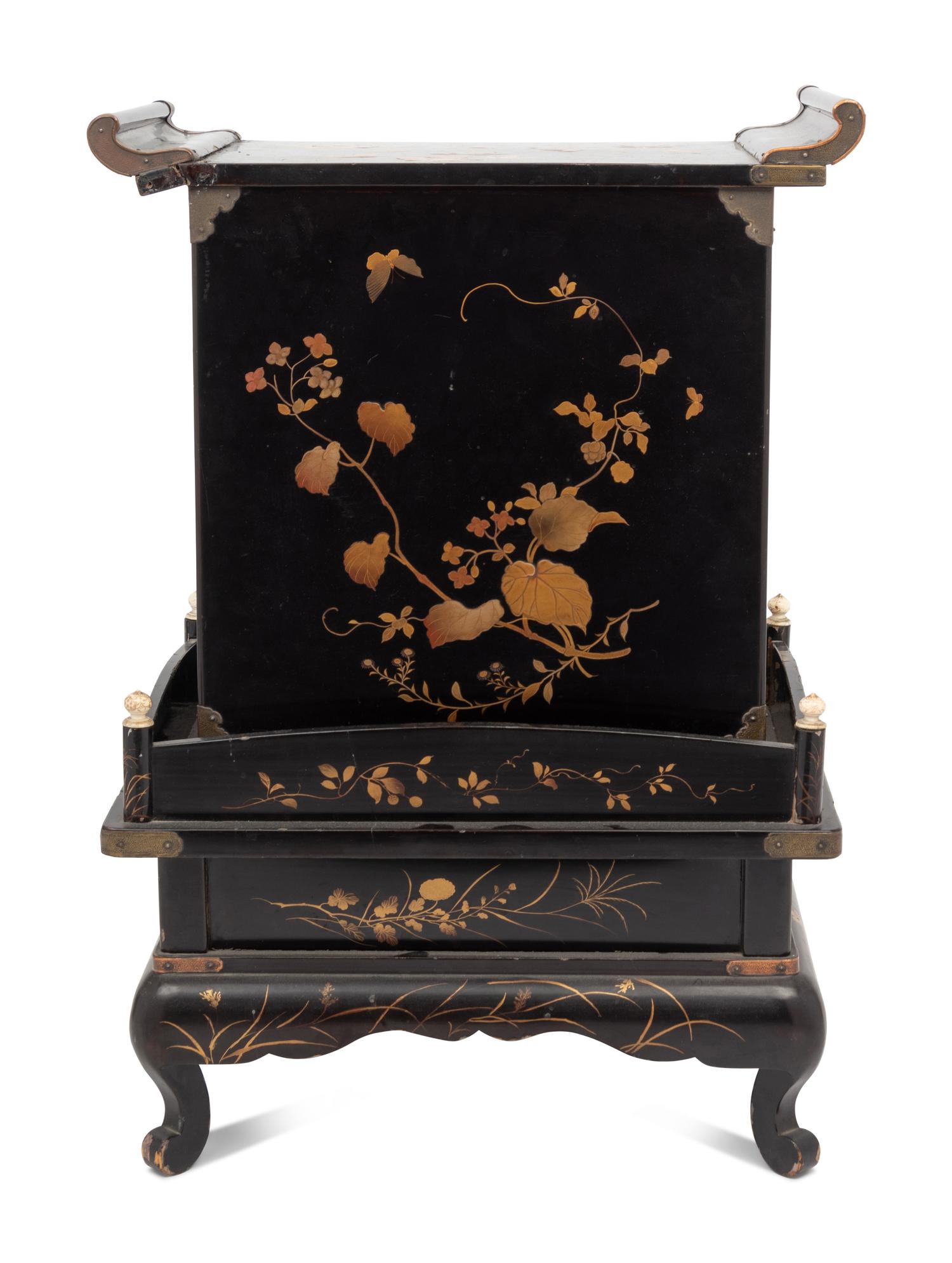 A Japanese Parcel Gilt Lacquered Table Cabinet