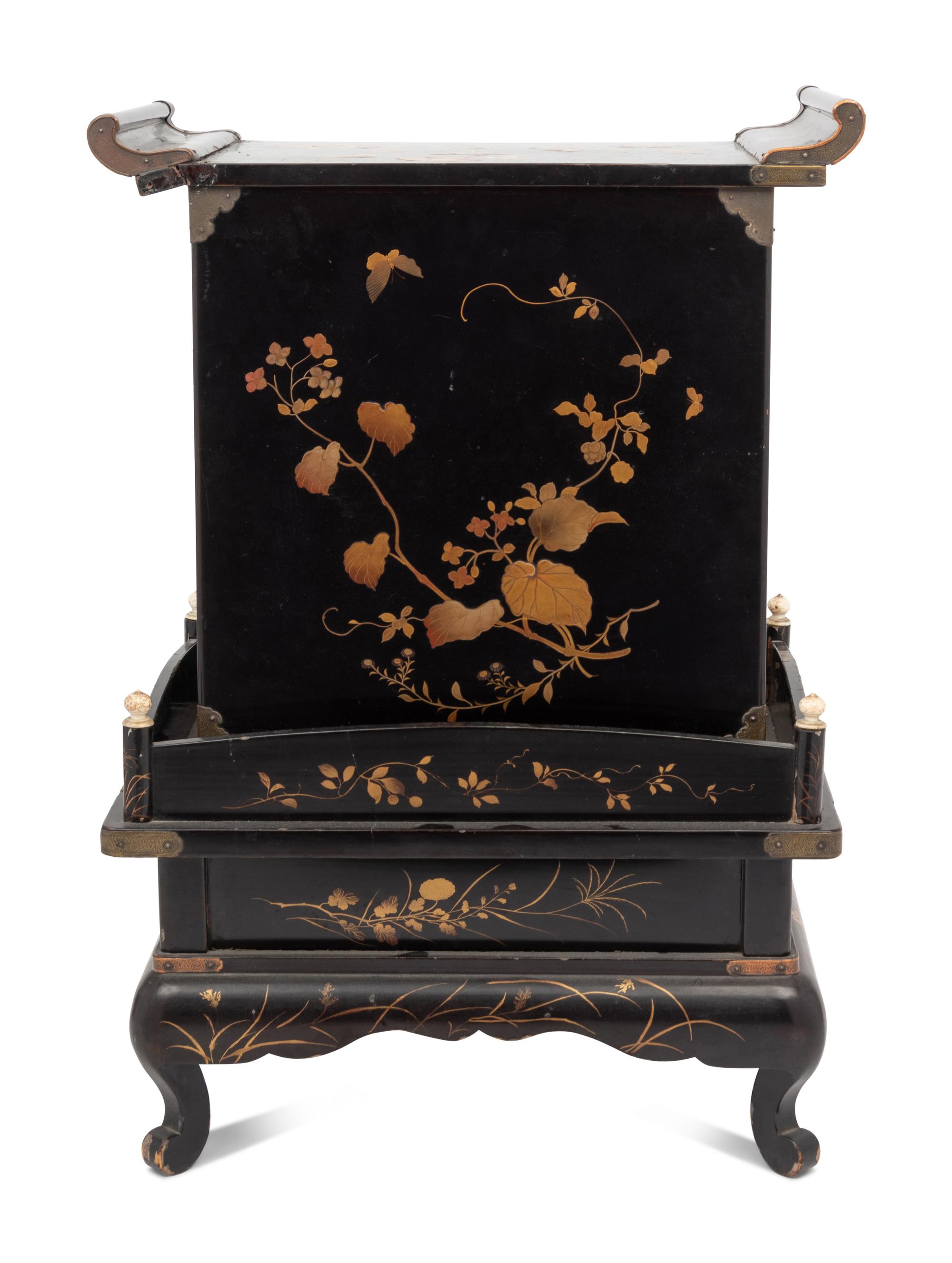 A Japanese Parcel Gilt Lacquered Table Cabinet