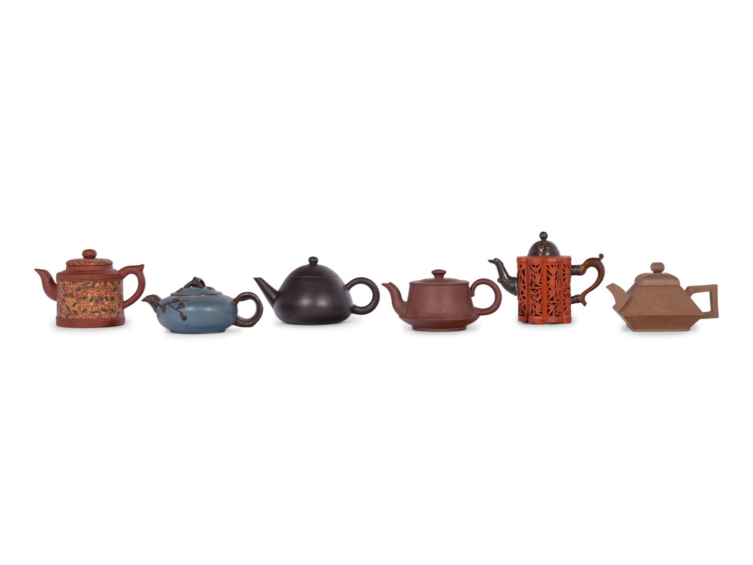 Six Chinese Yixing Zisha Teapots
