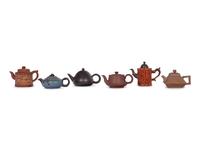 Six Chinese Yixing Zisha Teapots