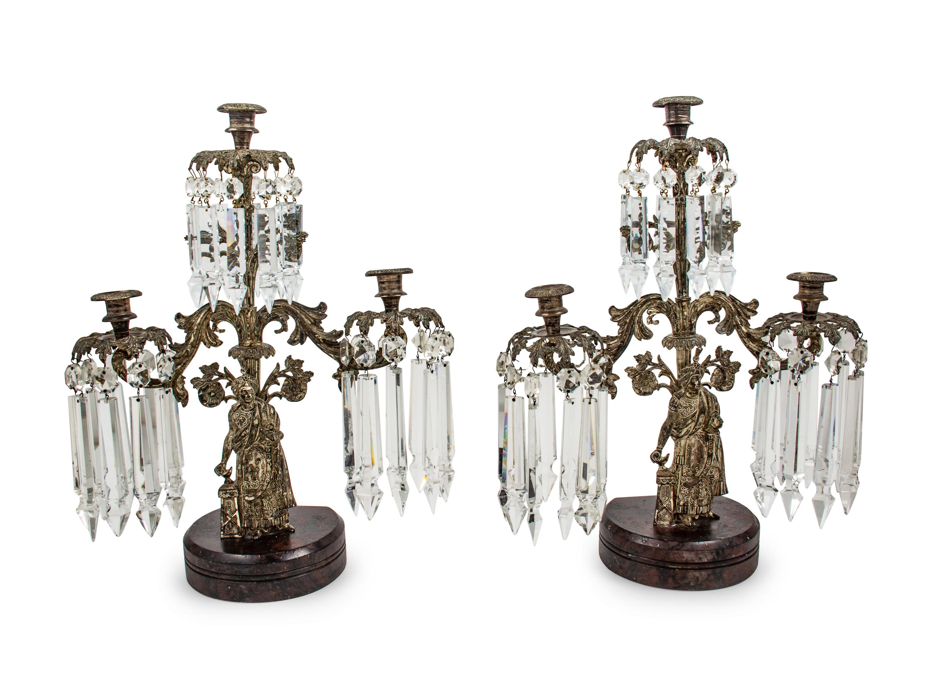 A Pair of Victorian Brass Girandoles