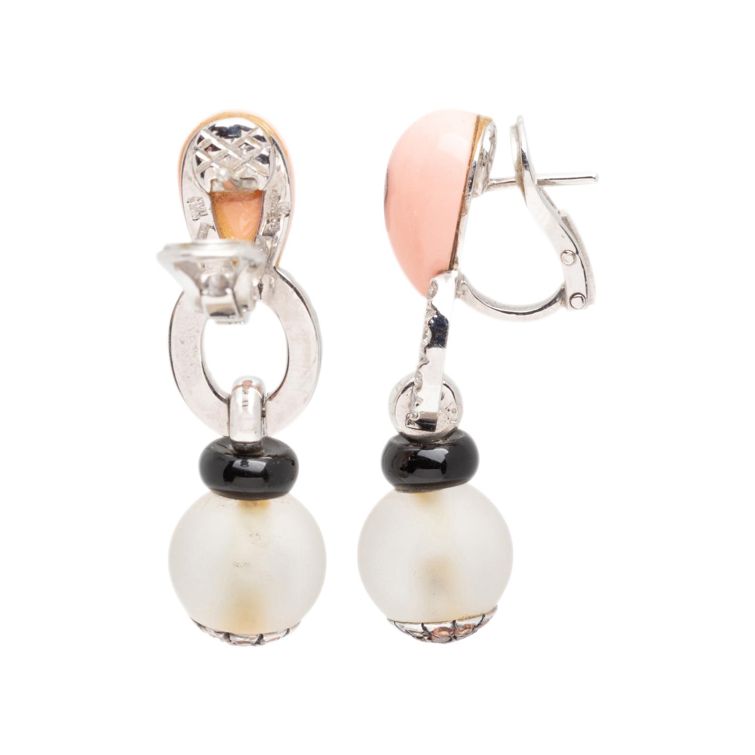 ANDREOLI, WHITE GOLD, DIAMOND AND GLASS EARCLIPS